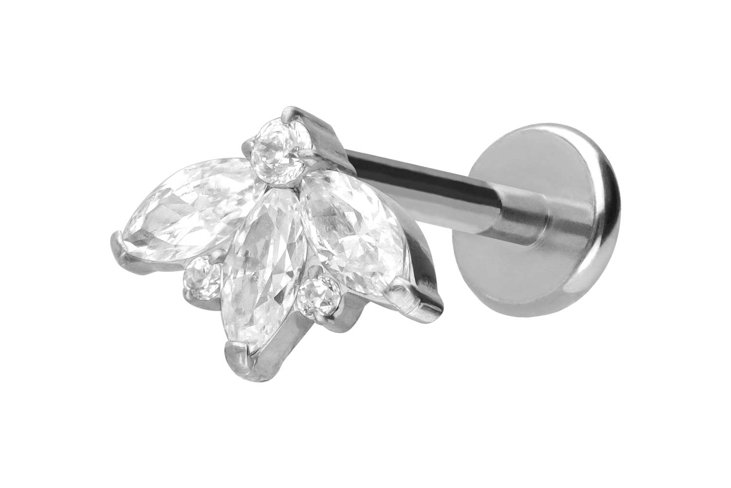 Titan Labret Piercing mit Push Fit LOTUSBLÜTE